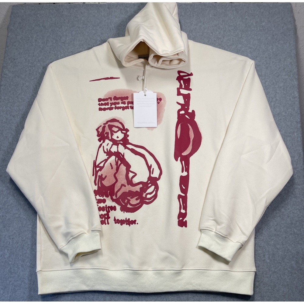 Aelfric Eden Hoodie Pullover Mens XL Cream Long Slv NWT Skater Graffiti School
